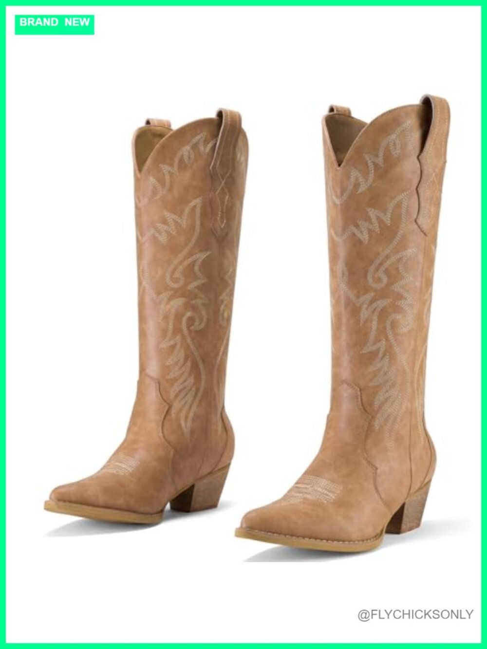 Women's Knee-High Western Cowboy Boots Synthetic Leather Pointed Toe